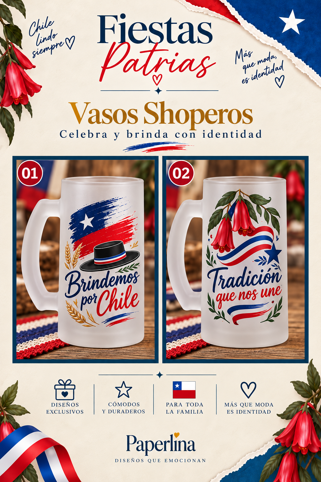 Vaso Shopero Fiestas Patrias| Diseños Chilenos