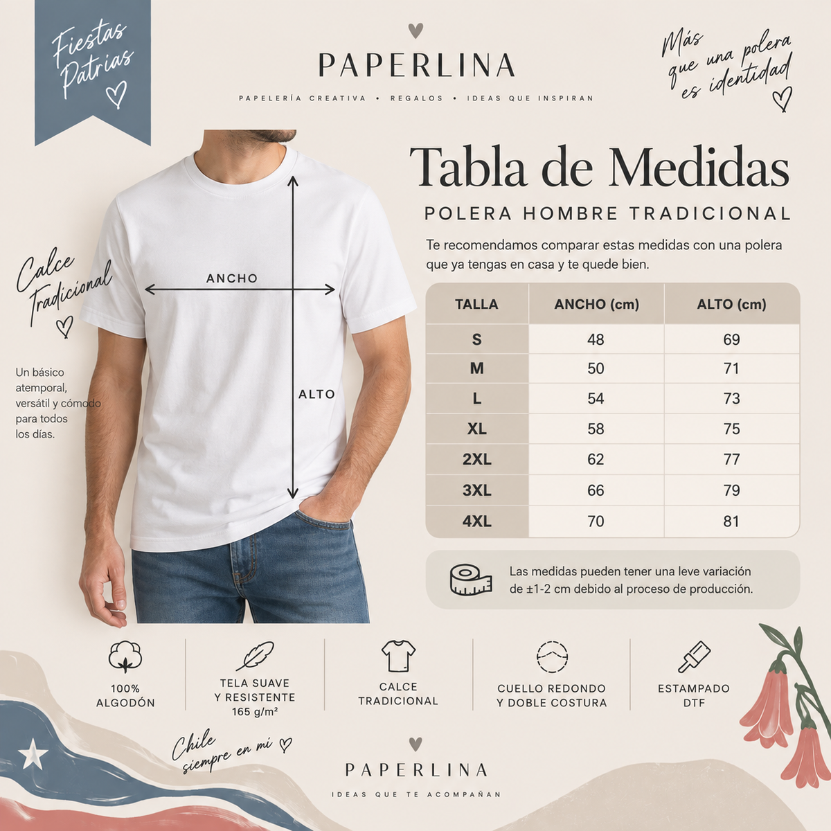 Poleras tradicionales Fiestas Patrias Mujer y Hombre