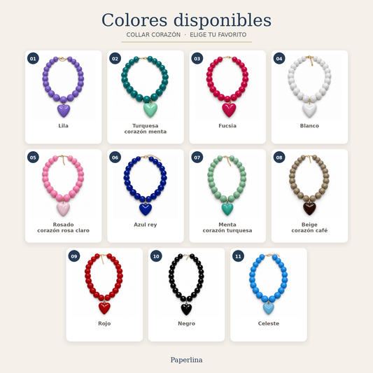Collar Chicle con Maxi Corazón – Cuentas de 18 mm