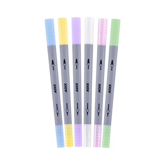 Marcador Doble Punta 6 Colores Pastel ADIX