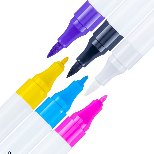 Marcador Acrílico Punta Brush/Fina 6 Colores ADIX