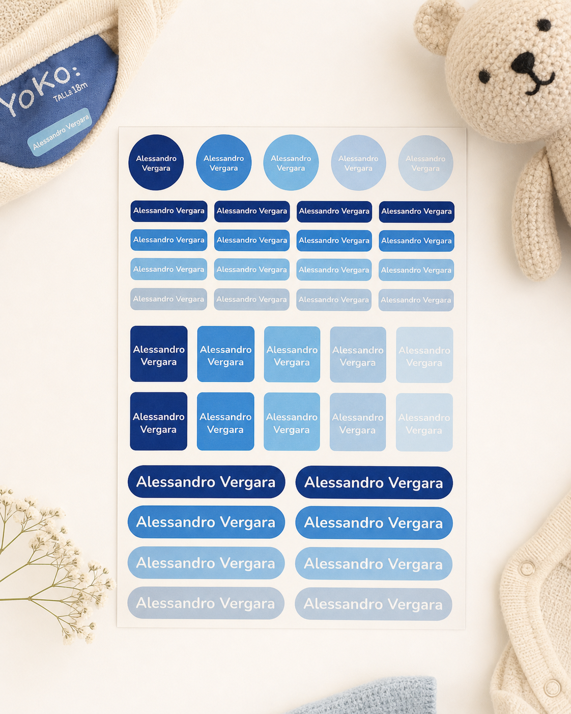 Set de 39 Etiquetas Textiles.
