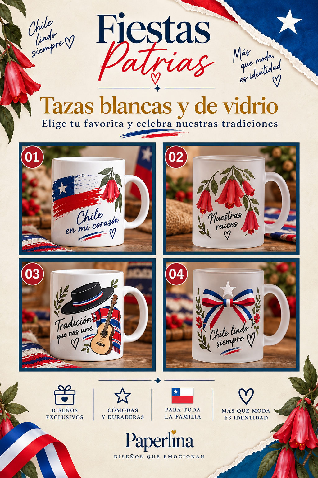 Tazas Fiestas Patrias | Diseños Chilenos