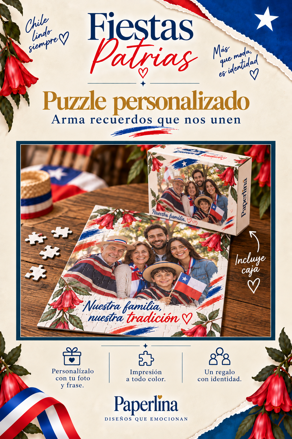 Puzzle Personalizado con Foto Fiestas Patrias | Incluye Caja