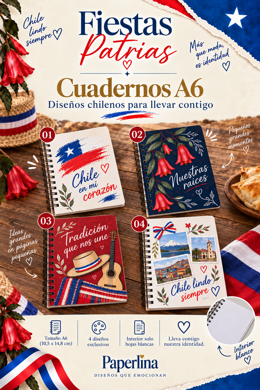 Cuaderno A6 Fiestas Patrias | Diseños Chilenos