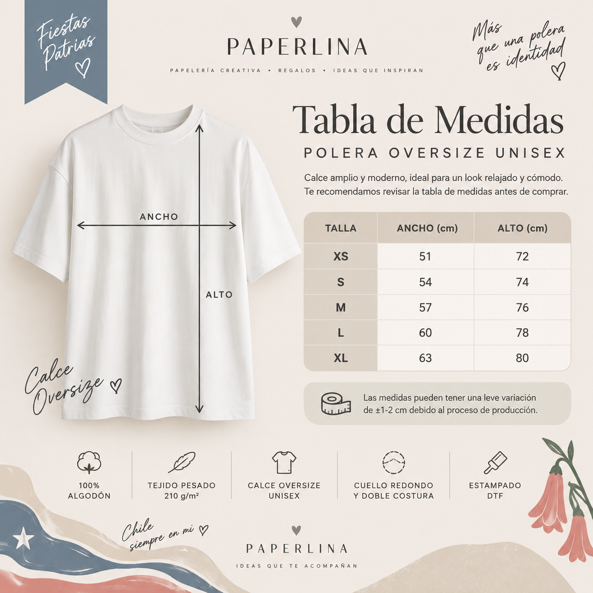 Polera OVERSIZE Fiestas Patrias Adultos