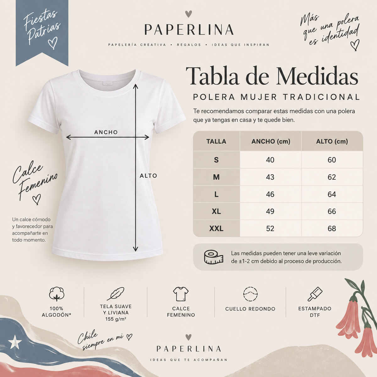 Poleras tradicionales Fiestas Patrias Mujer y Hombre