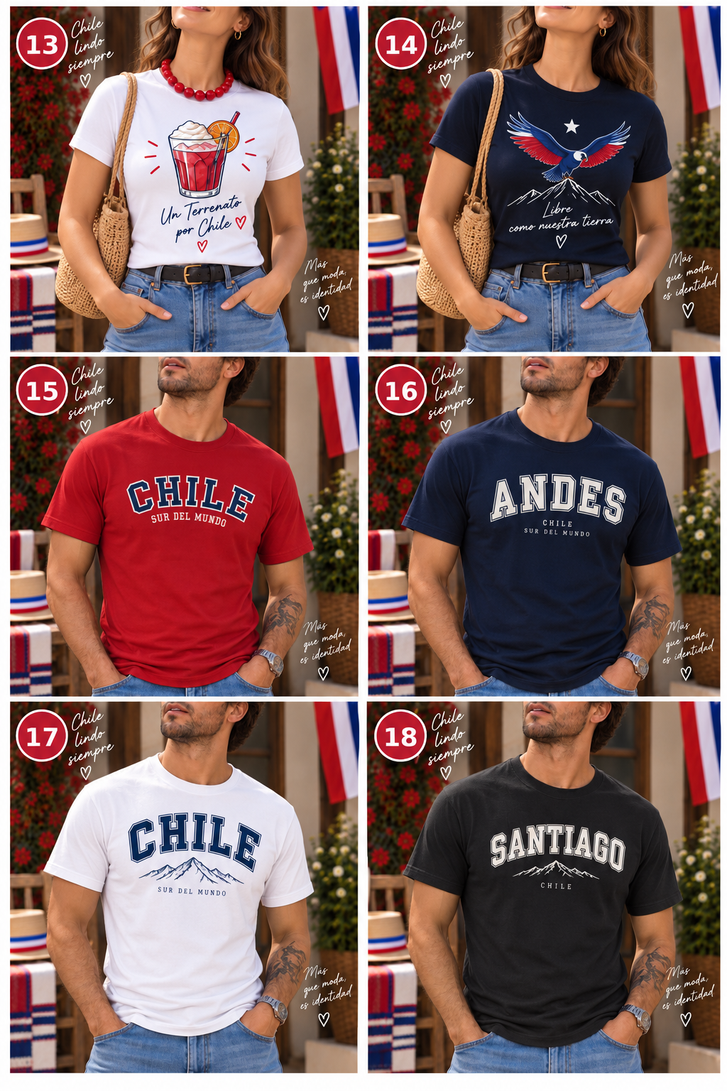Poleras tradicionales Fiestas Patrias Mujer y Hombre