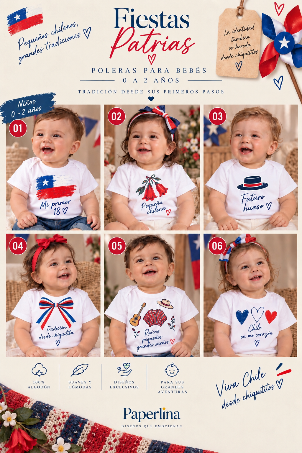 Polera Fiestas Patrias bebé 0 a 24 meses