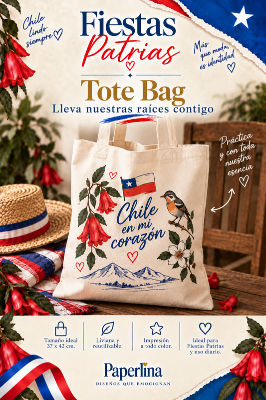 Tote Bag Fiestas Patrias | Chile en mi Corazón
