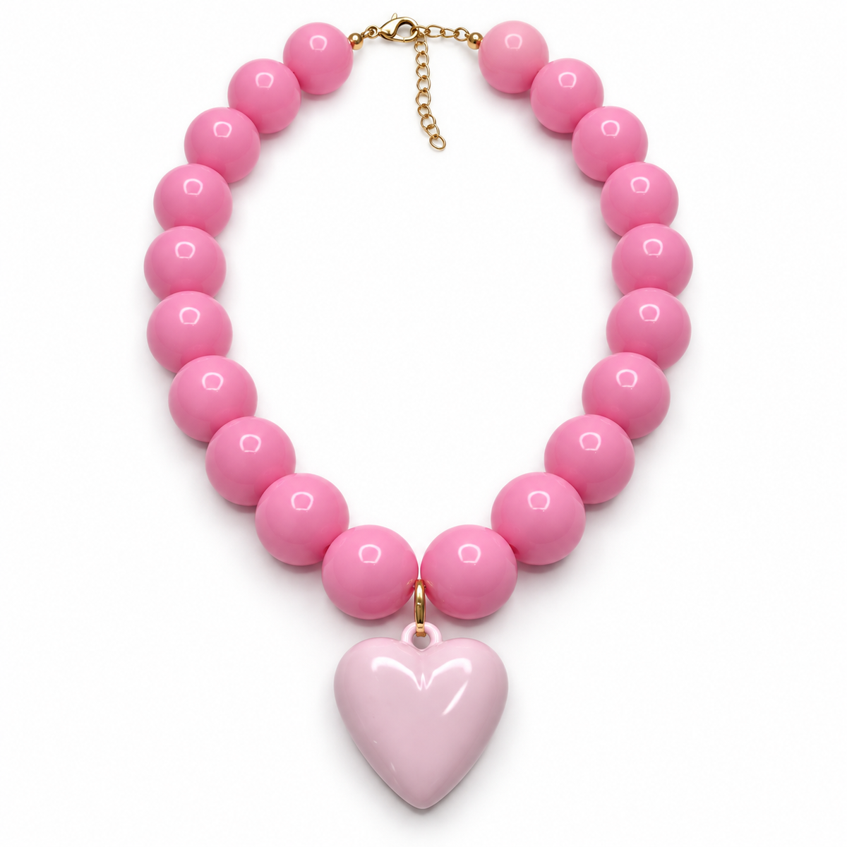 Collar Chicle con Maxi Corazón – Cuentas de 18 mm