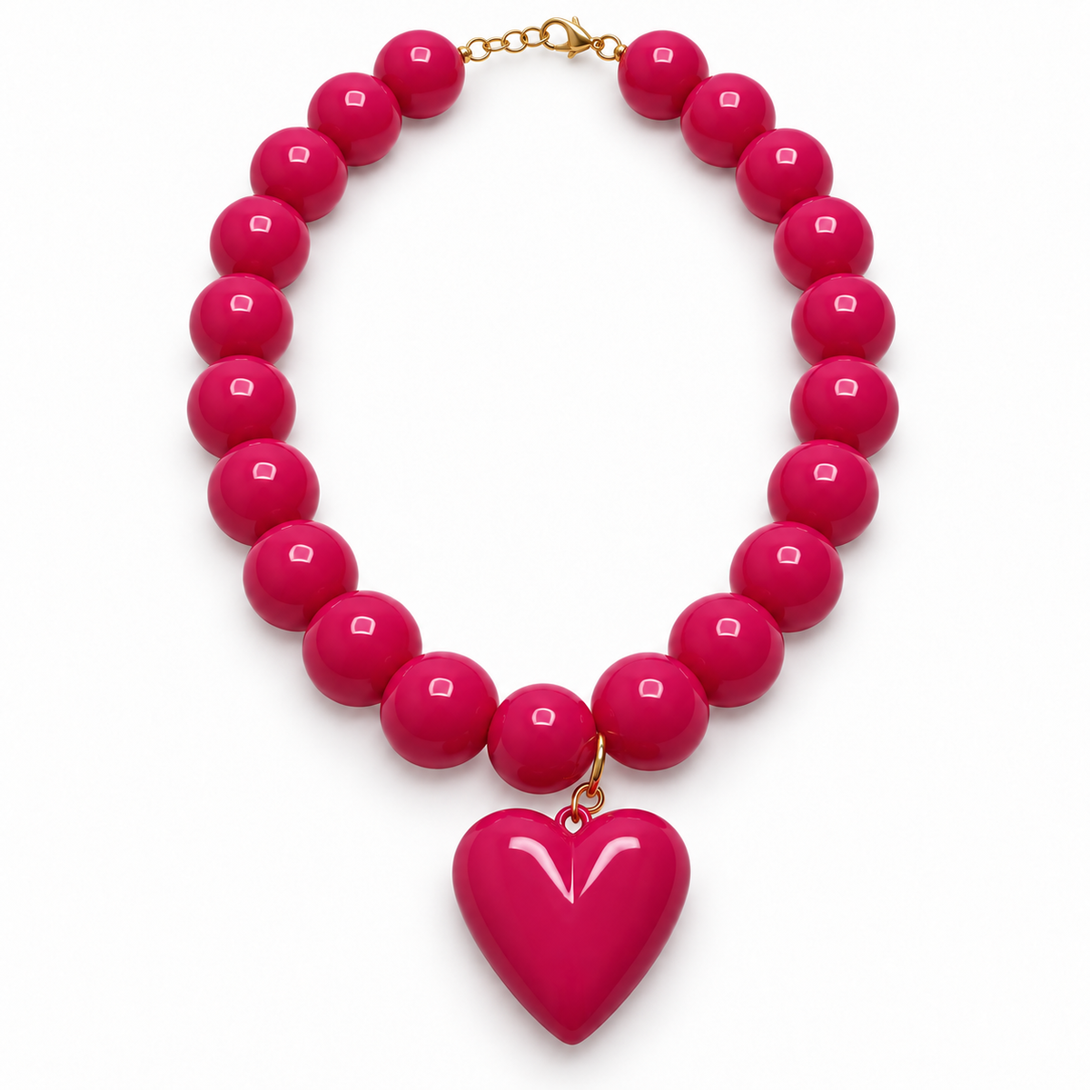 Collar Chicle con Maxi Corazón – Cuentas de 18 mm