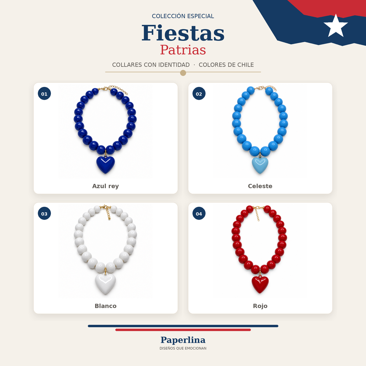 Collar Chicle con Maxi Corazón – Cuentas de 18 mm