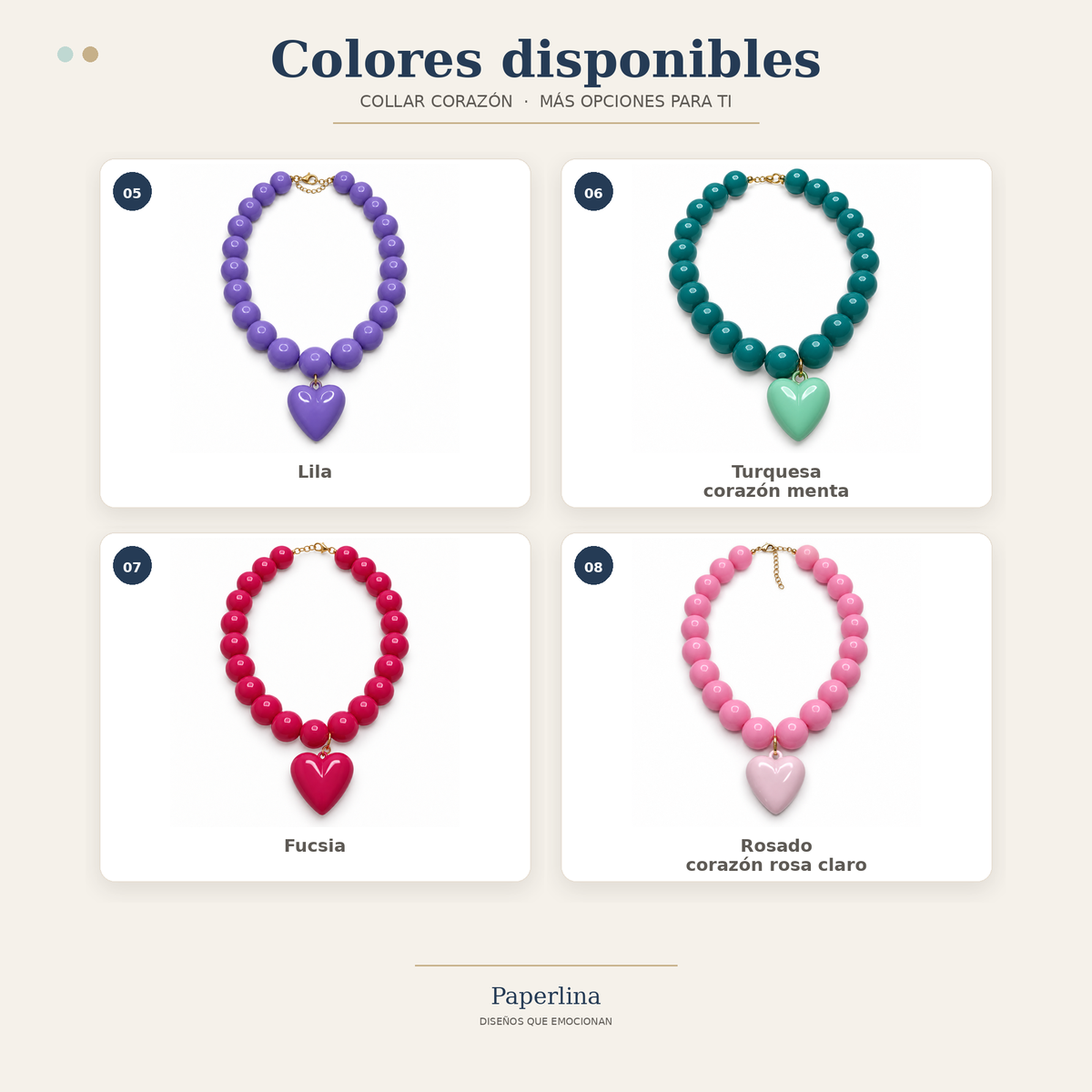 Collar Chicle con Maxi Corazón – Cuentas de 18 mm