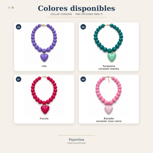 Collar Chicle con Maxi Corazón – Cuentas de 18 mm